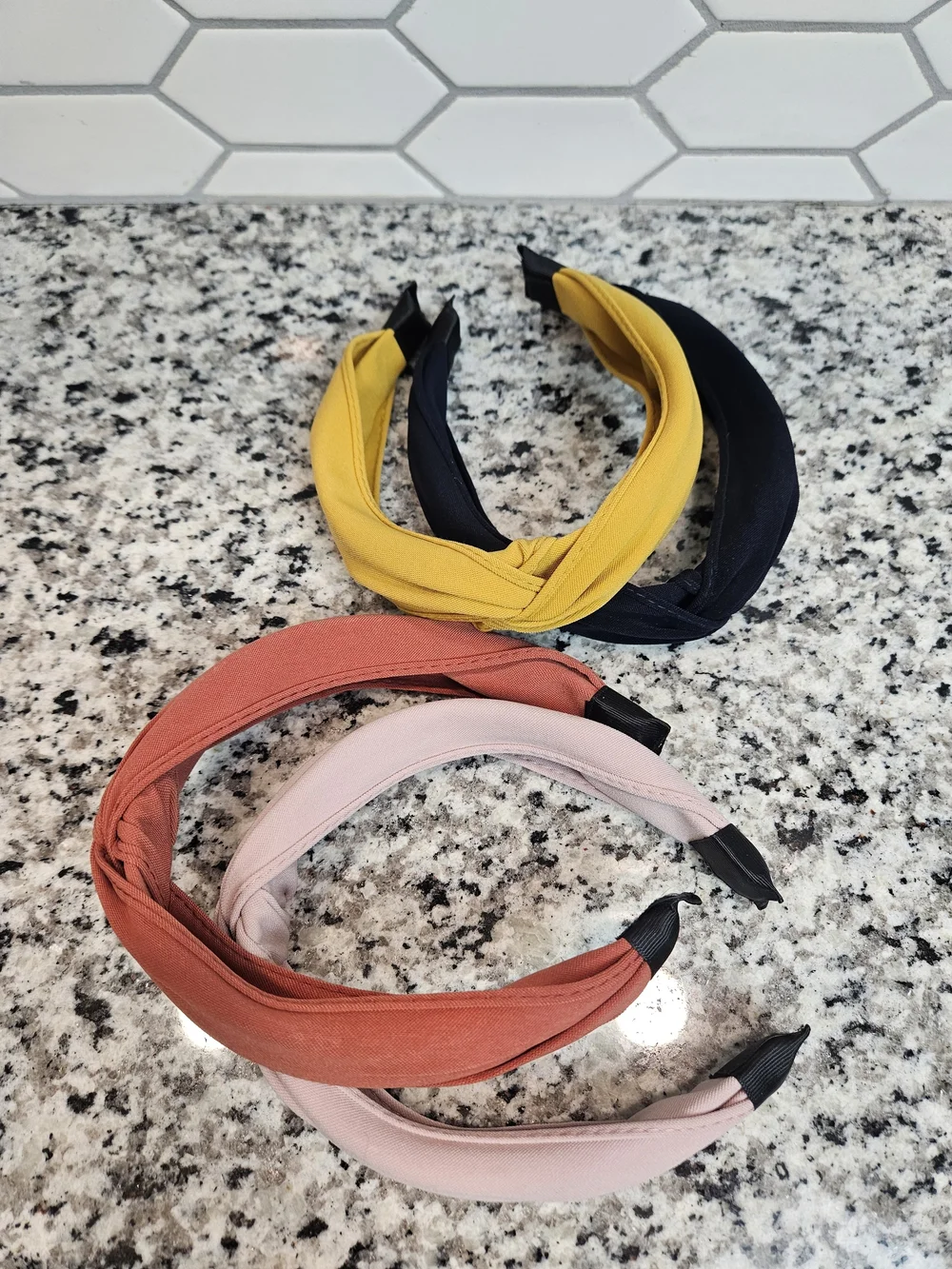 Knotted Fabric Headband Set - Navy, Mustard, Blush, Terracotta